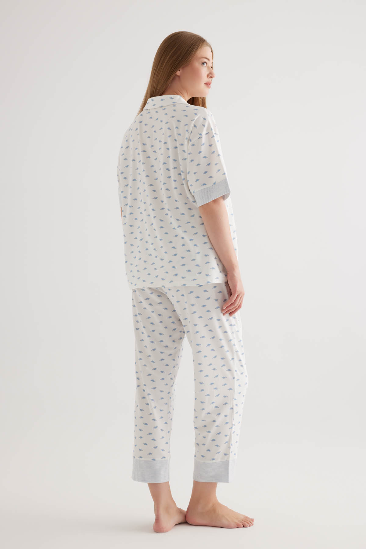 Kadın Plus Size Pamuklu Cepli Uzun Pijama Altı