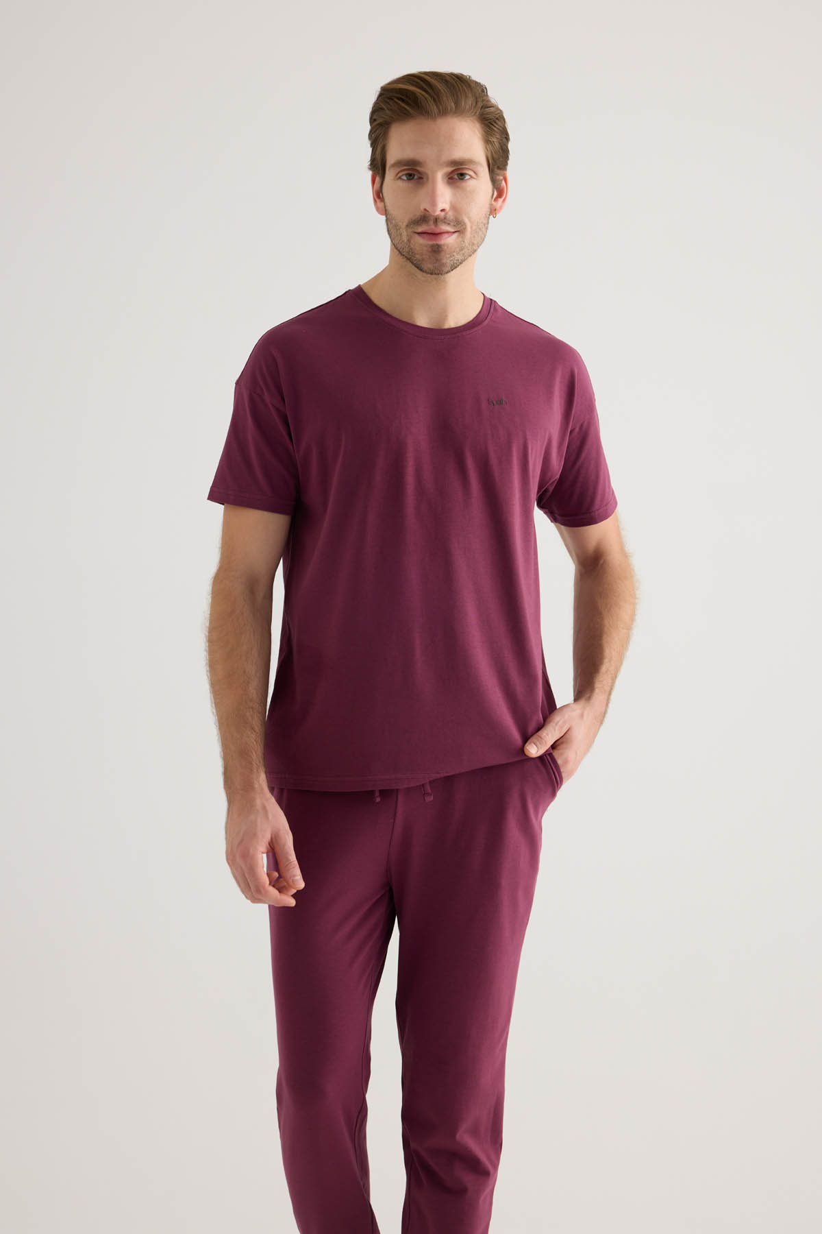Erkek Pamuklu Kısa Kollu Pijama Üstü