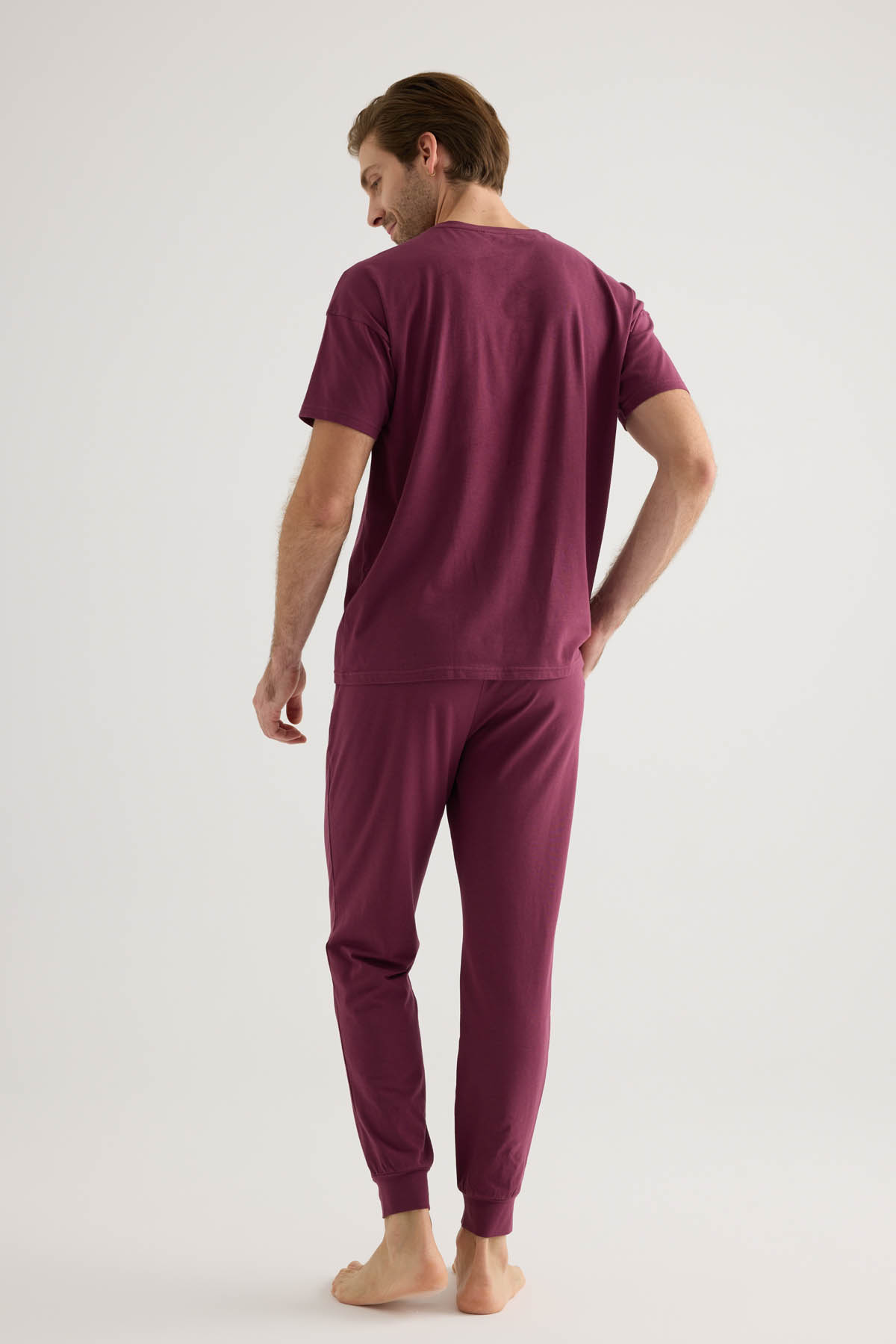 Erkek Pamuklu Kısa Kollu Pijama Üstü