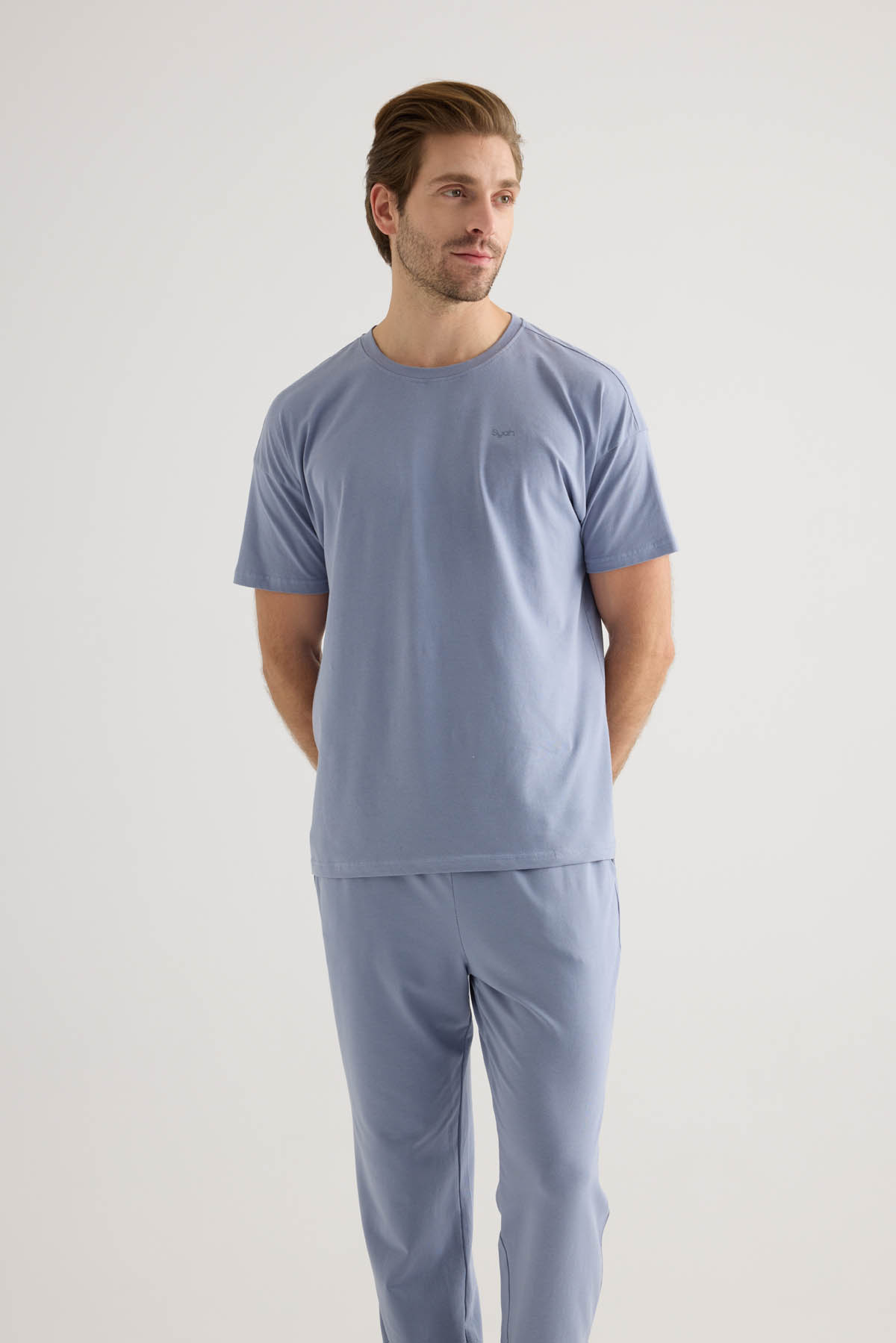 Erkek Pamuklu Kısa Kollu Pijama Üstü