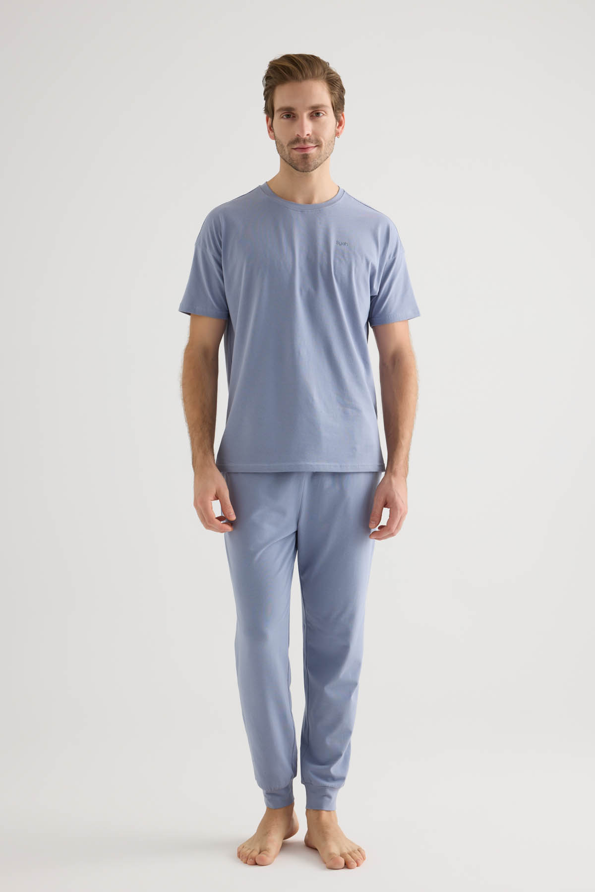 Erkek Pamuklu Kısa Kollu Pijama Üstü