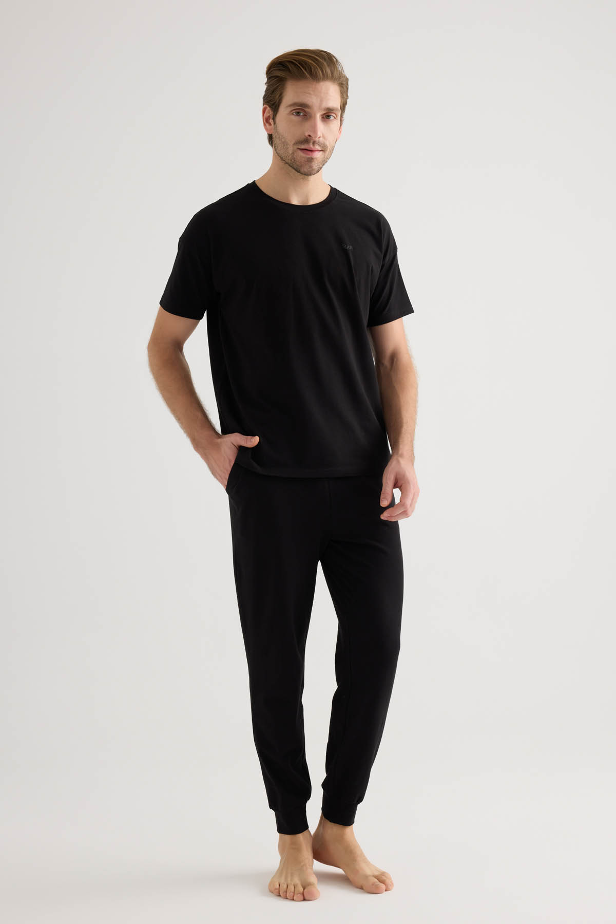 Erkek Pamuklu Kısa Kollu Pijama Üstü