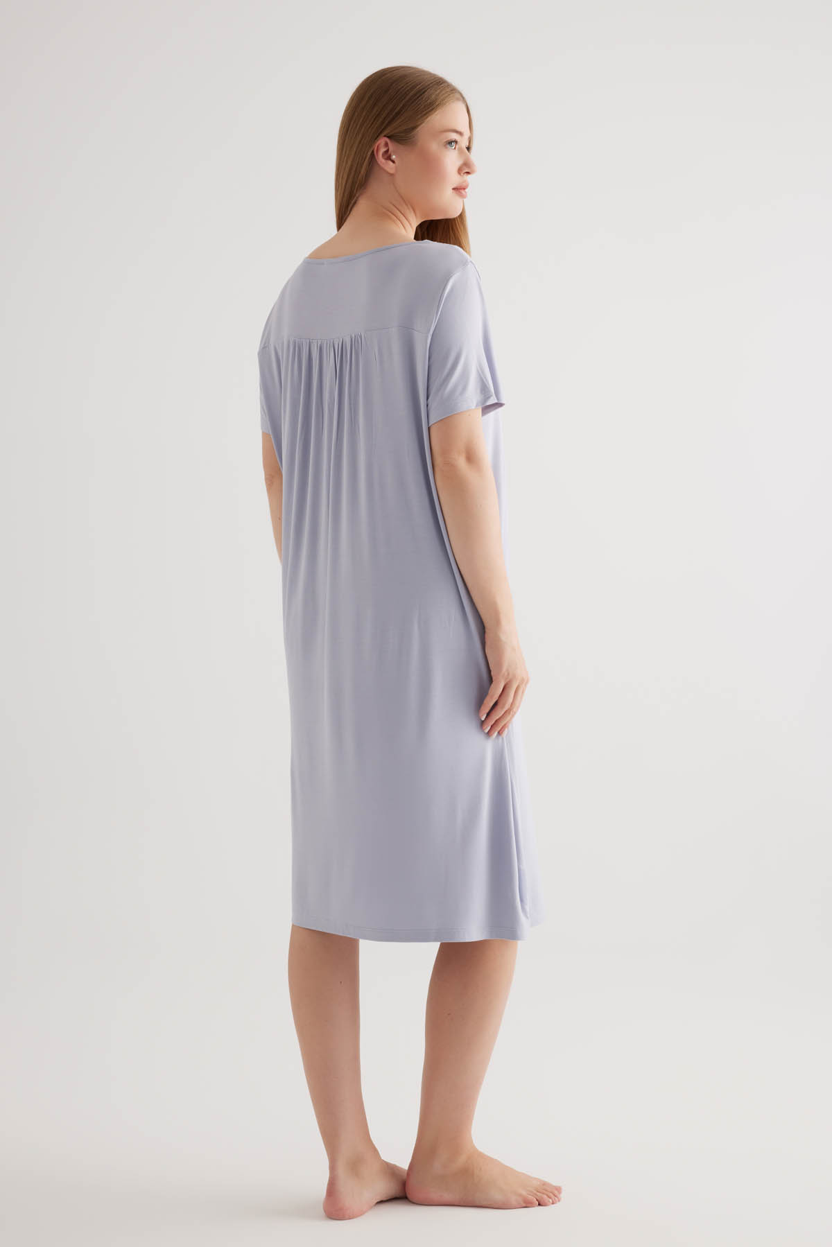 Kadın Plus Size Viscose Kısa Kollu Gecelik
