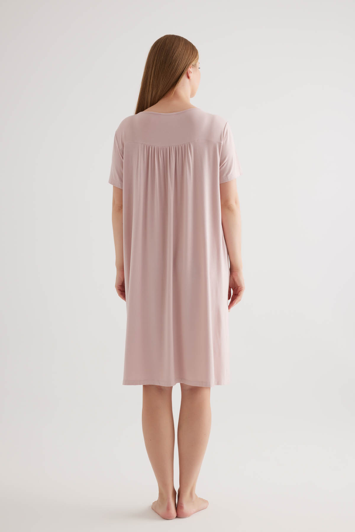 Kadın Plus Size Viscose Kısa Kollu Gecelik