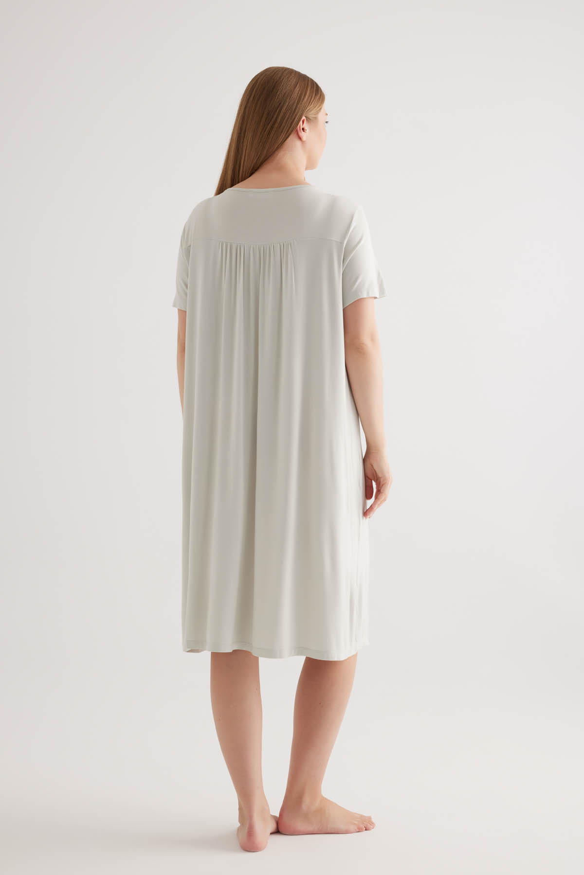 Kadın Plus Size Viscose Kısa Kollu Gecelik