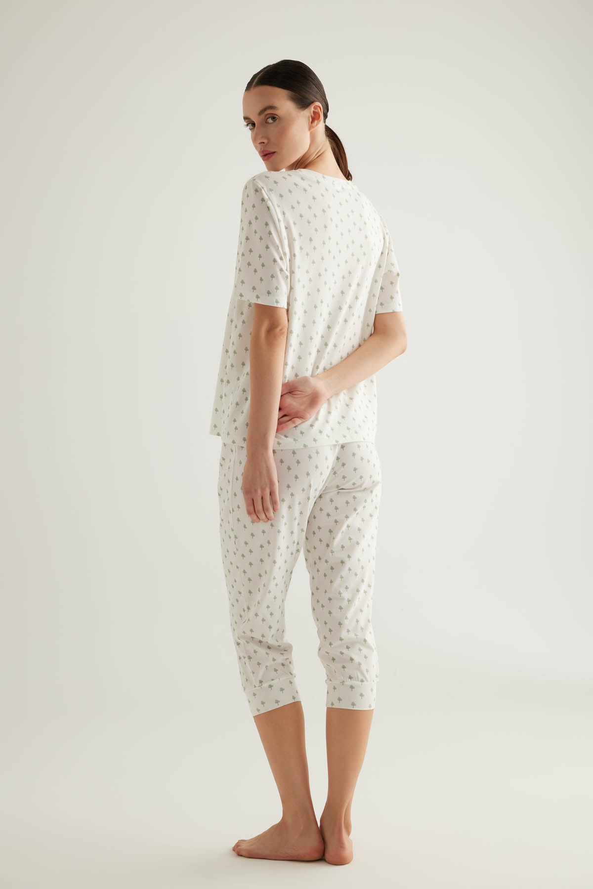 Kadın Pamuklu Kapri Pijama Altı