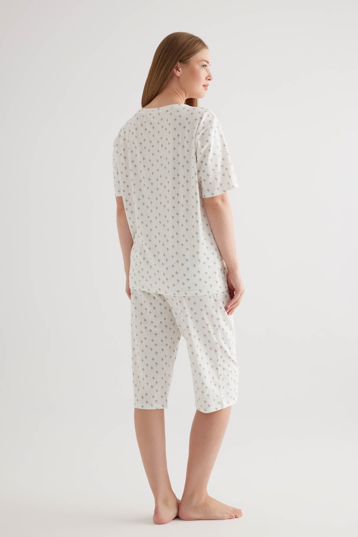Kadın Plus Size Pamuklu Kapri Pijama Altı