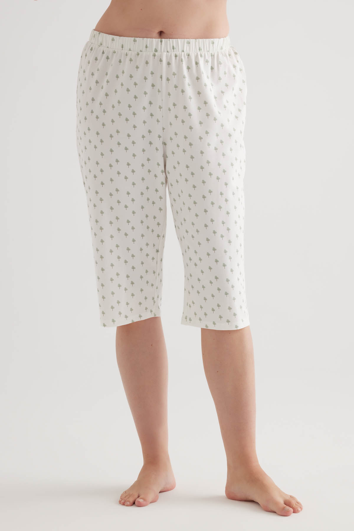 Kadın Plus Size Pamuklu Kapri Pijama Altı