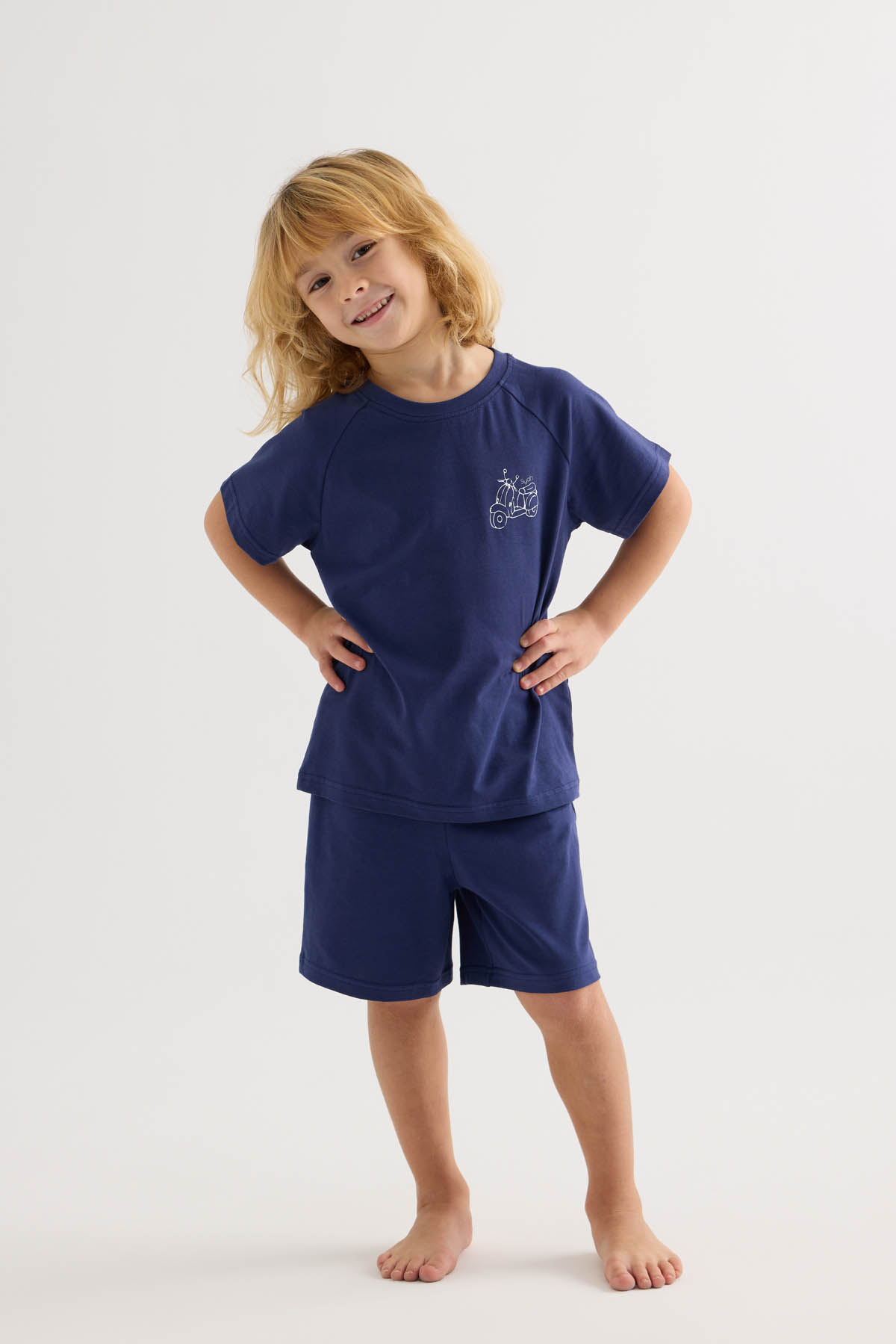 Erkek Çocuk Pamuklu Reglan Kol Şortlu Pijama Takımı