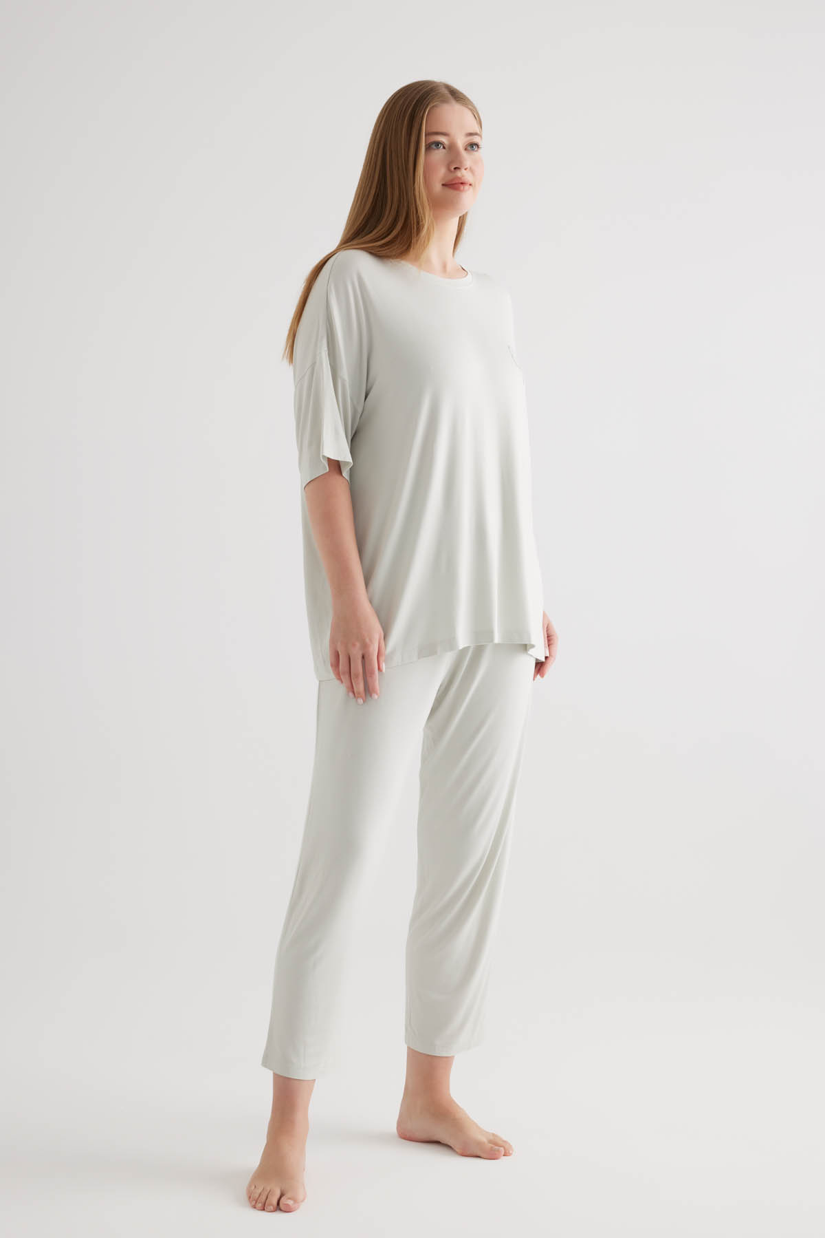 Kadın Plus Size Viscose Uzun Pijama Altı