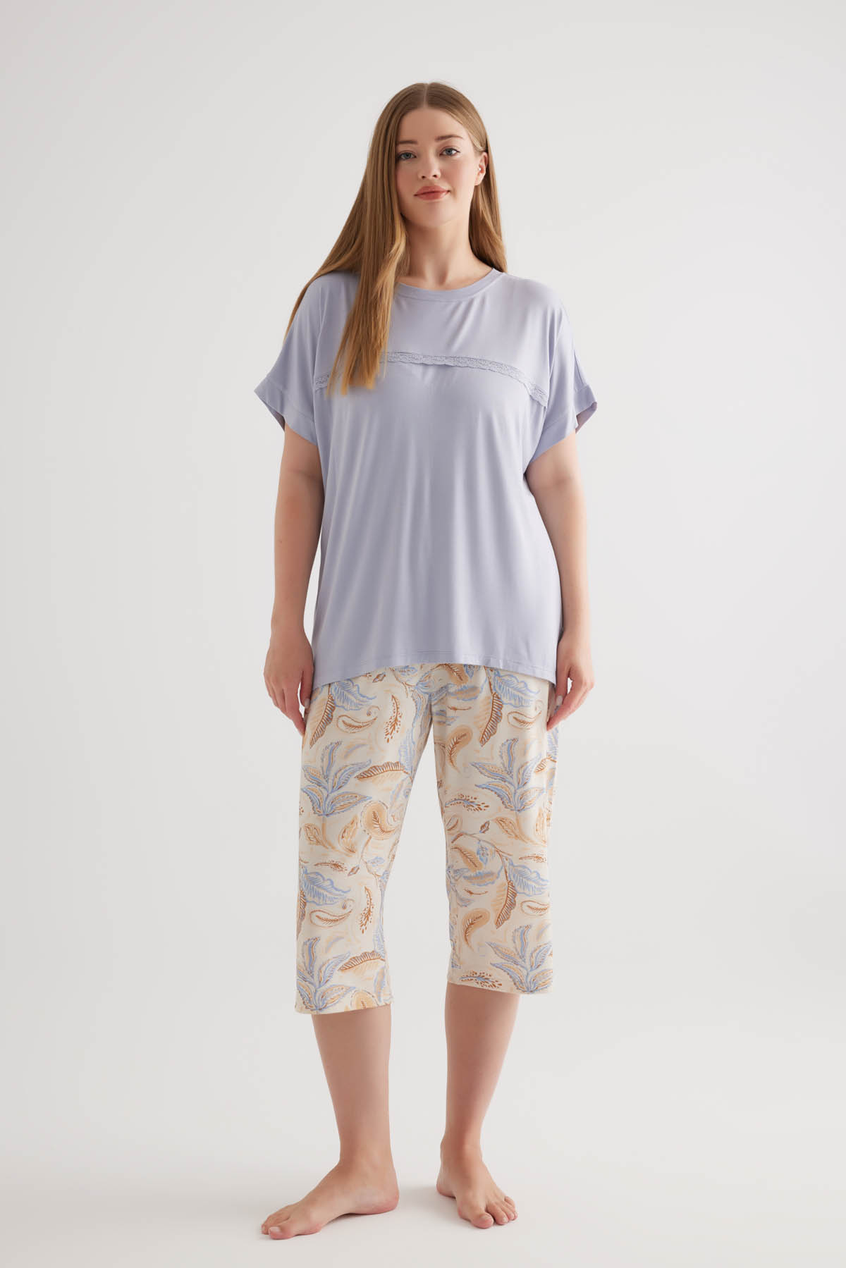 Kadın Plus Size Viscose Kapri Pijama Altı