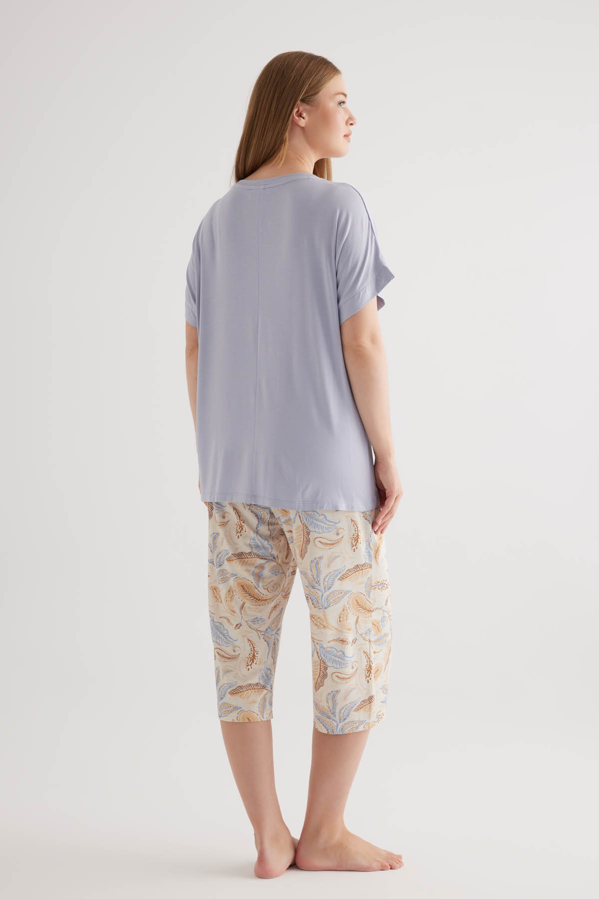 Kadın Plus Size Viscose Kapri Pijama Altı