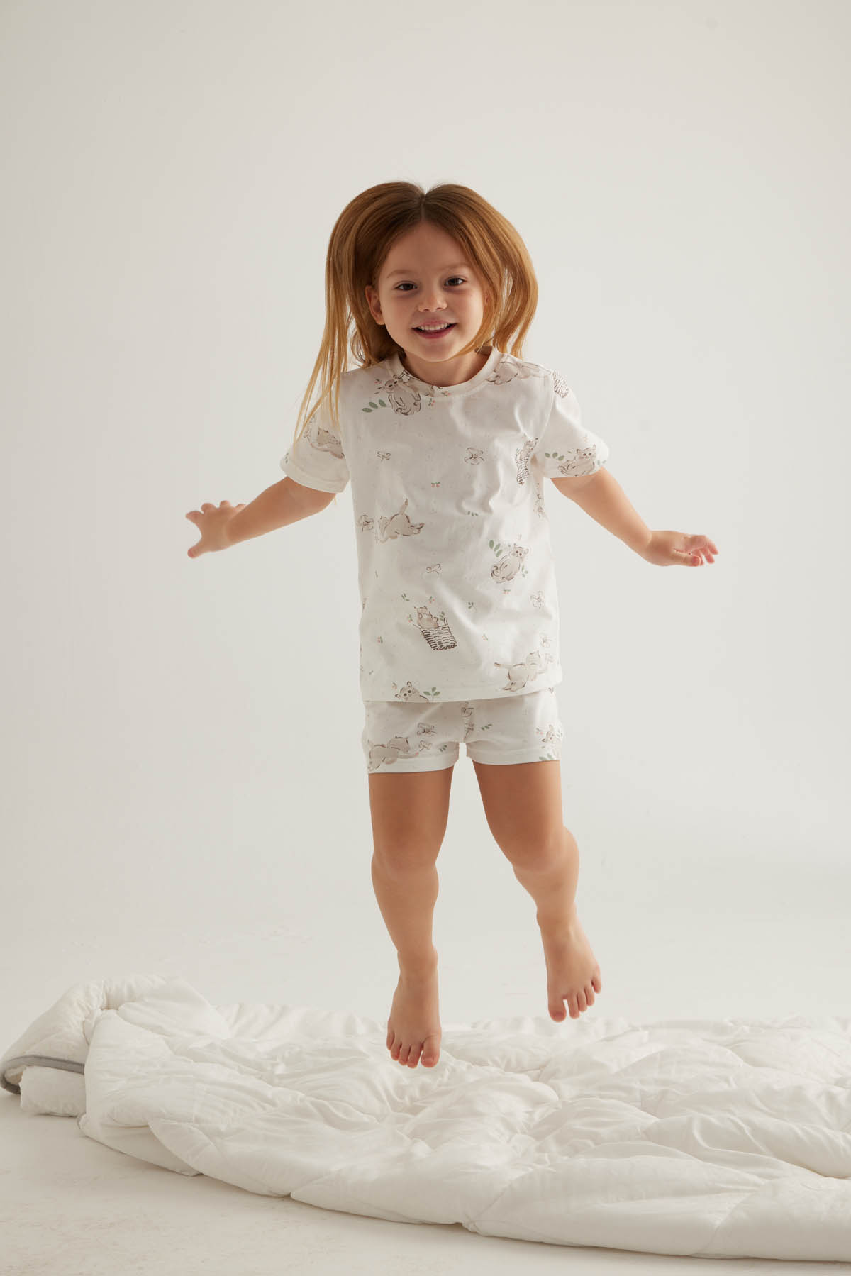 Kız Çocuk Pamuklu Kısa Kollu Şortlu Pijama Takımı