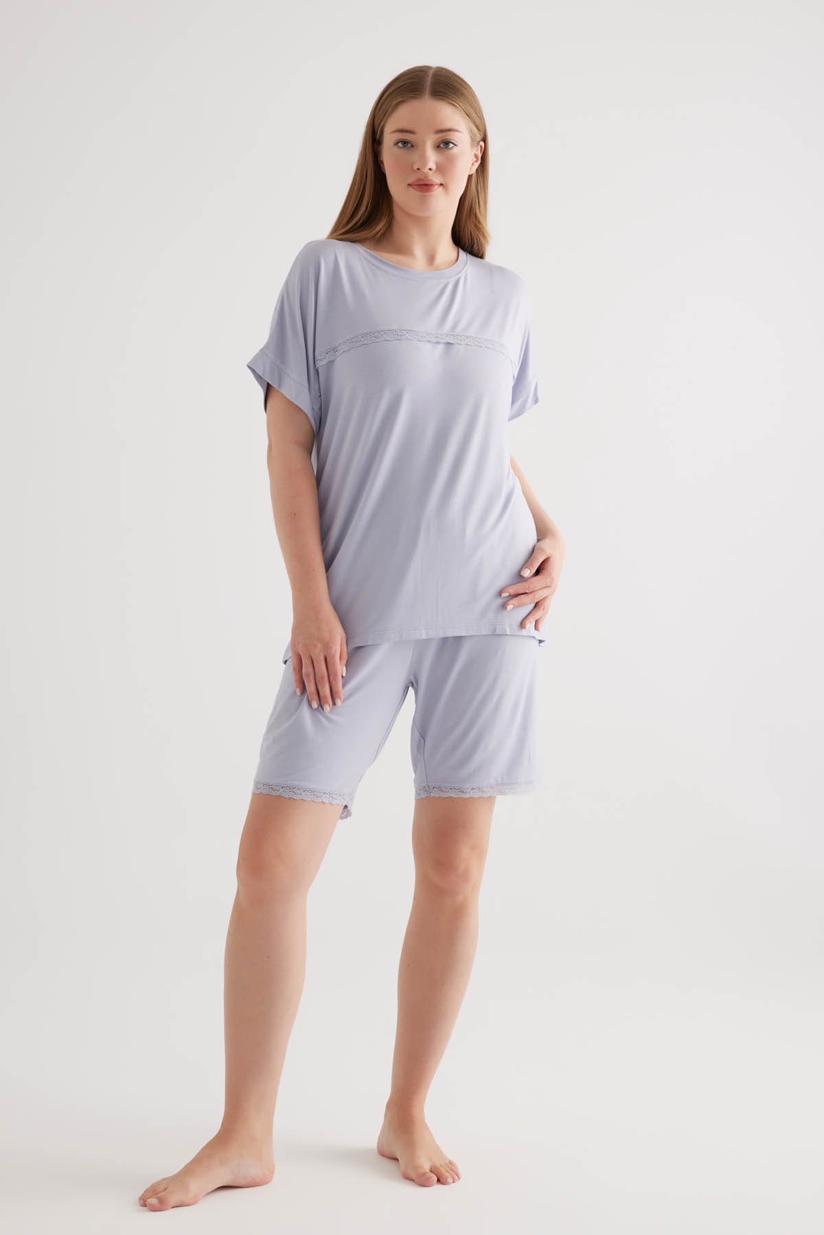 Kadın Plus Size Viscose Şort Pijama Altı
