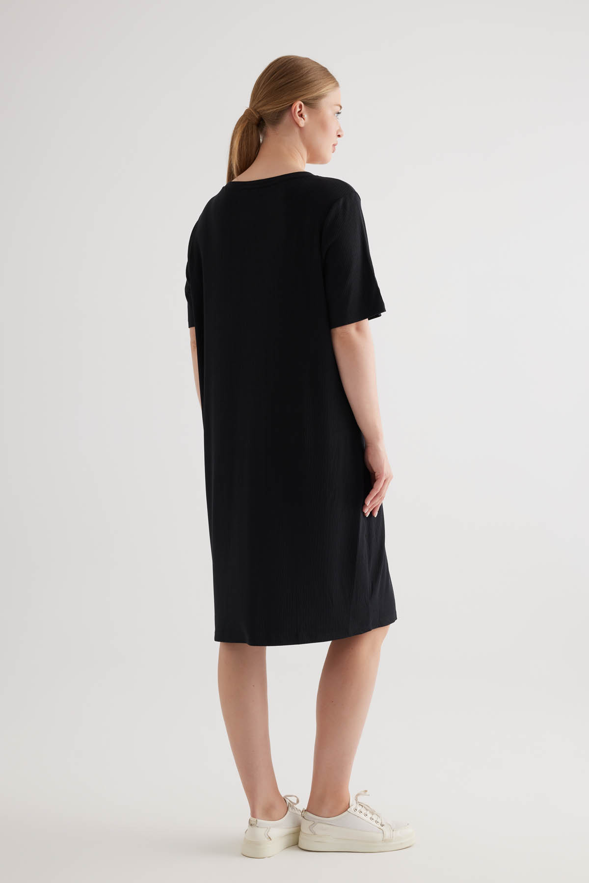 Kadın Plus Size Modal Kaşkorse Kolsuz Elbise