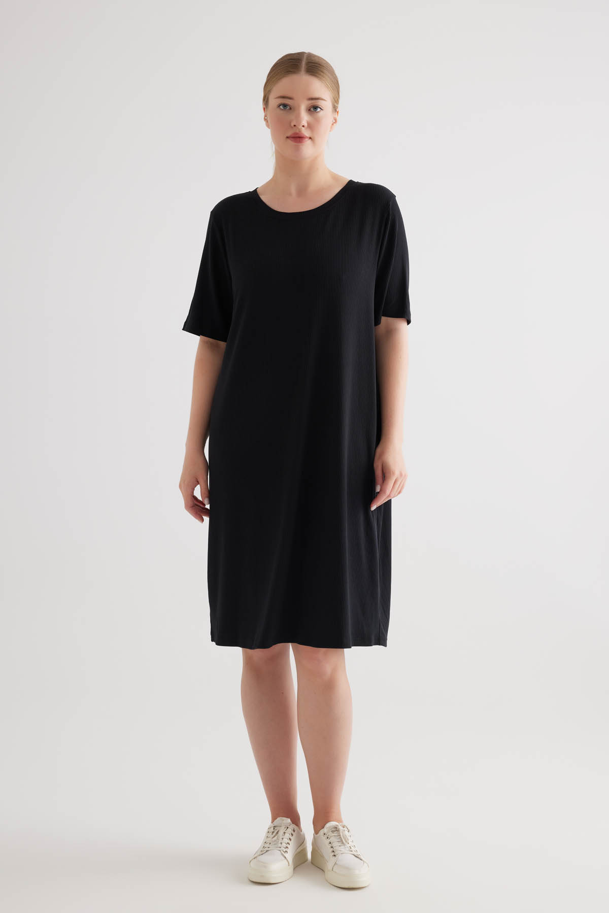 Kadın Plus Size Modal Kaşkorse Kolsuz Elbise