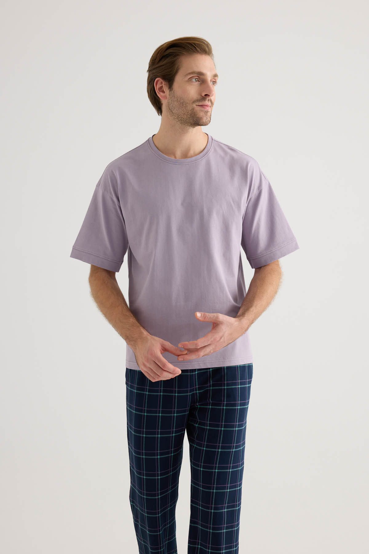 Erkek Pamuklu Kısa Kollu Pijama Üstü
