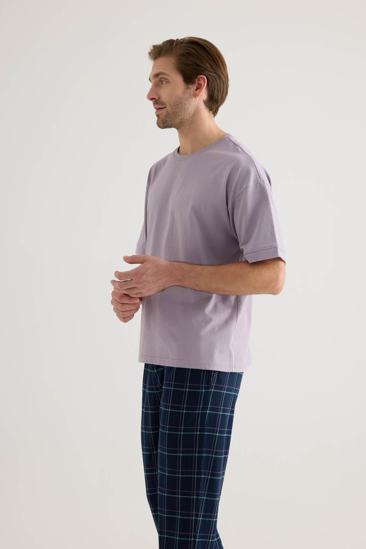 Erkek Pamuklu Kısa Kollu Pijama Üstü