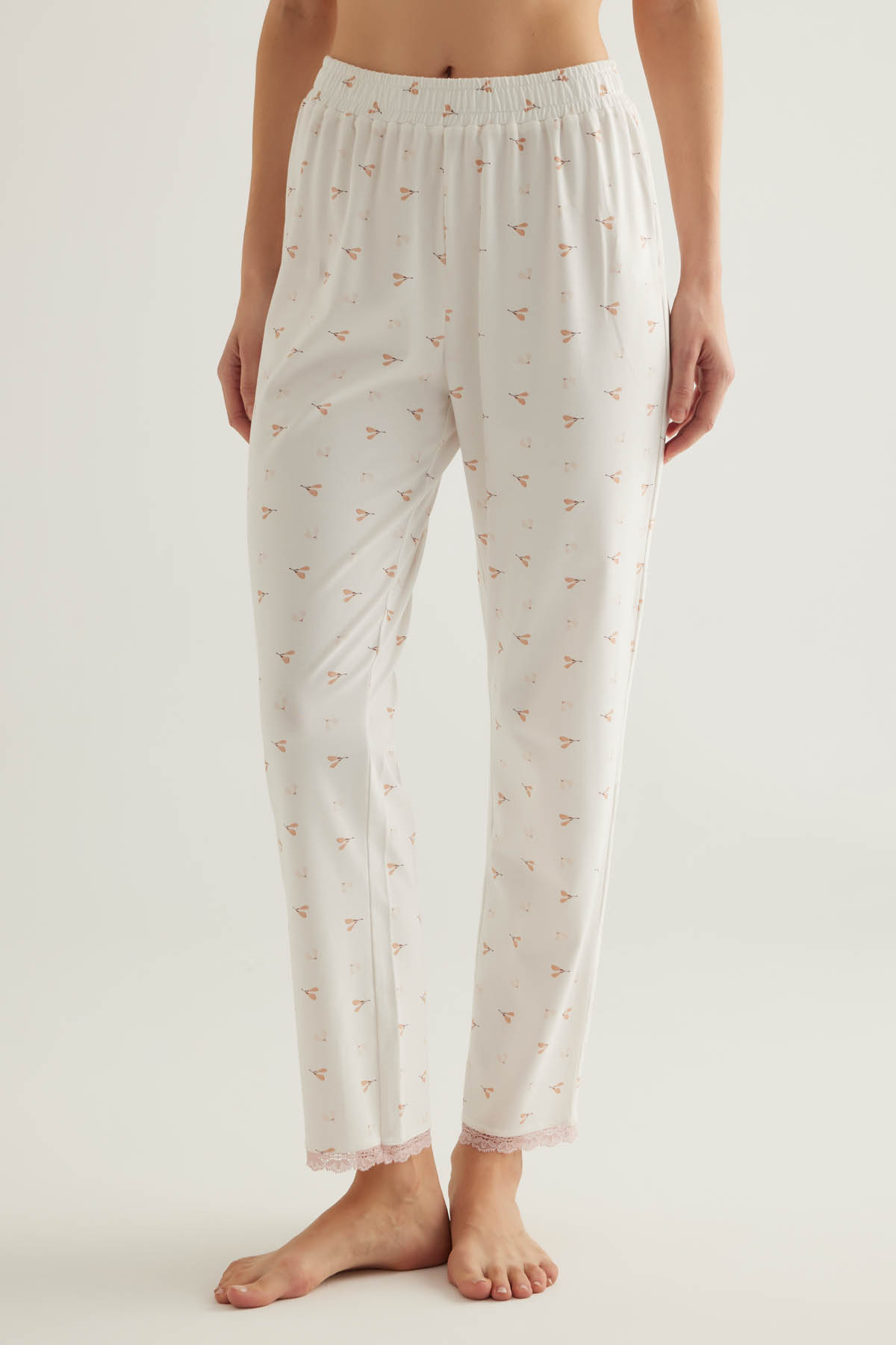 Kadın Pamuklu Dantel Detaylı Uzun Pijama Altı