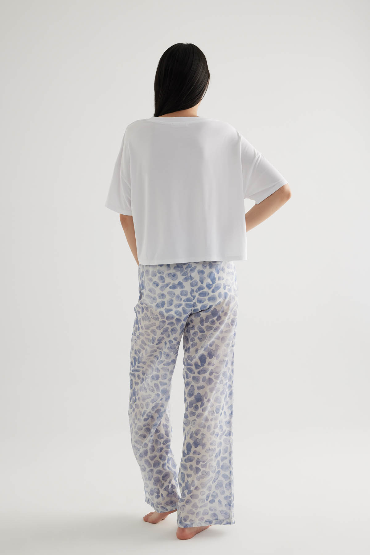Kadın Modal V Yaka Kısa Kollu Pijama Üst