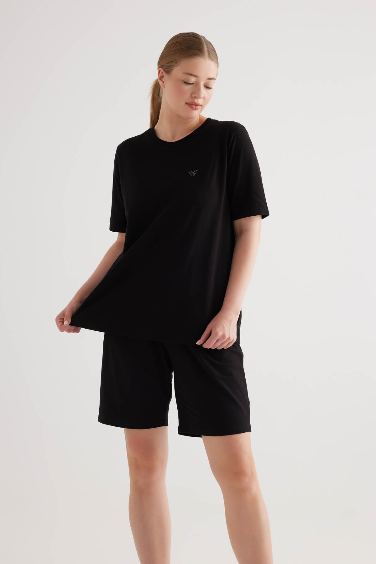 Kadın Plus Size Pamuklu Kısa Kollu T-shirt