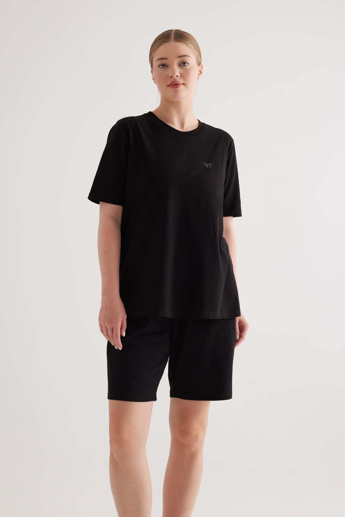Kadın Plus Size Pamuklu Kısa Kollu T-shirt
