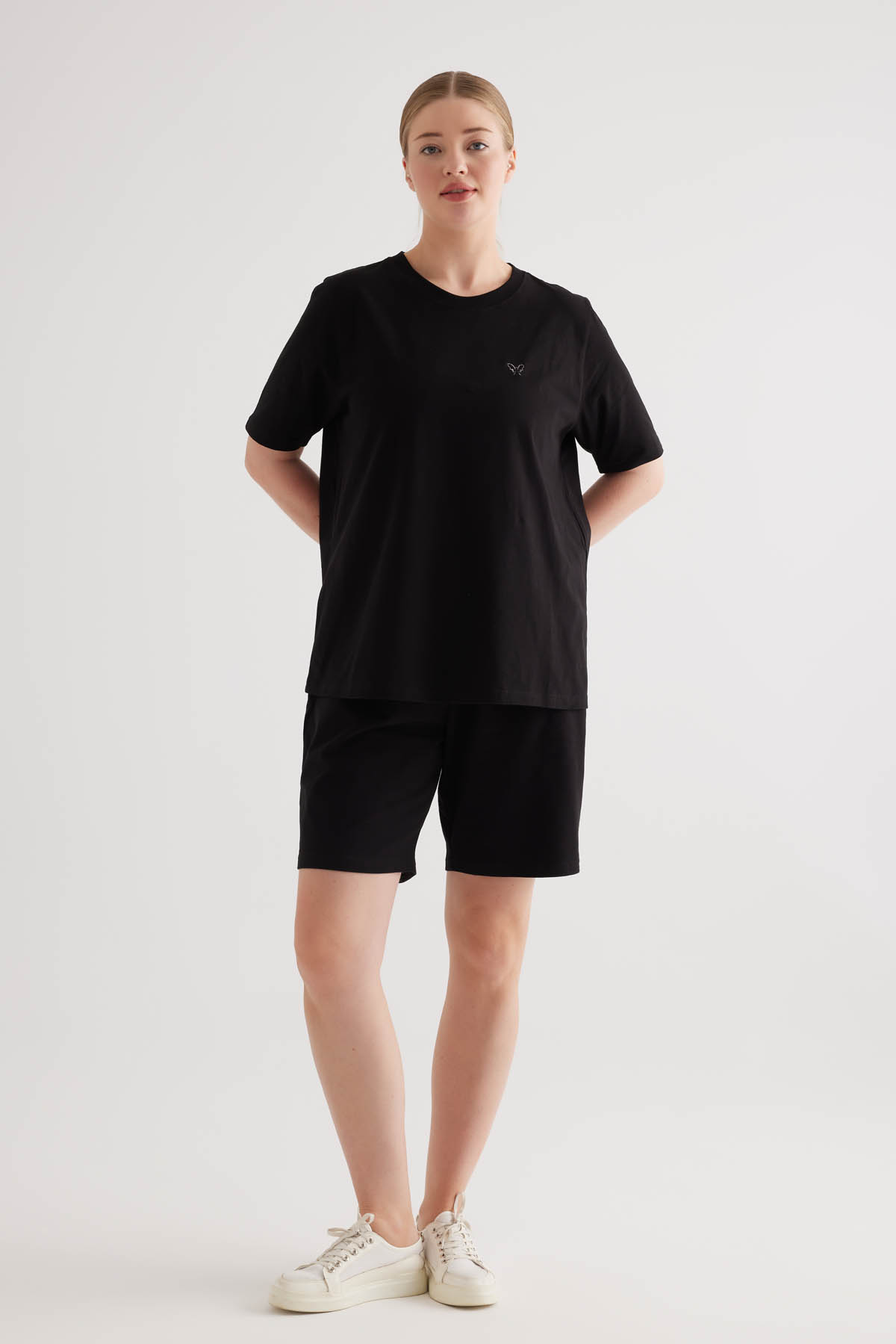 Kadın Plus Size Pamuklu Kısa Kollu T-shirt