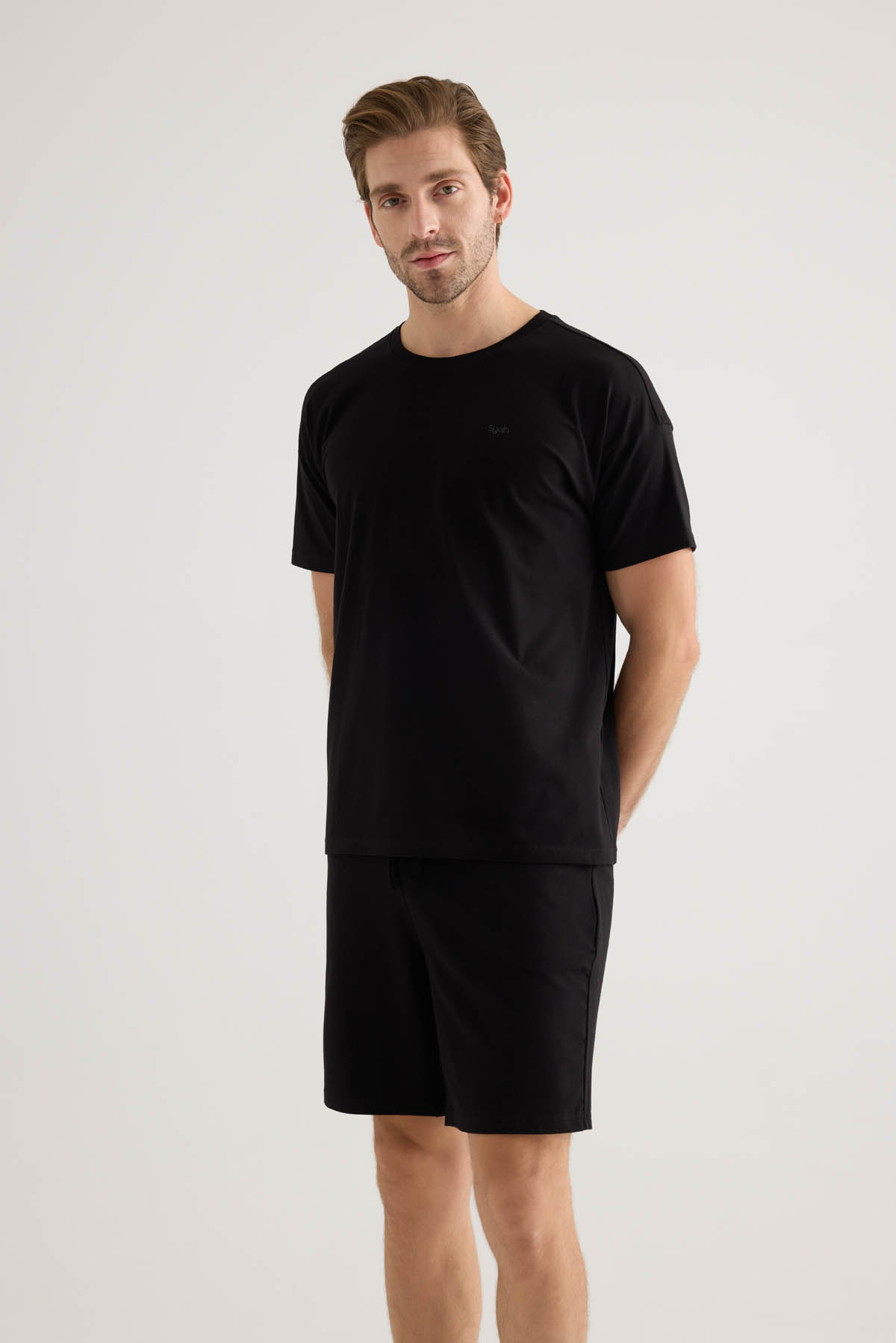 Erkek Pamuklu Kısa Kollu Pijama Üstü