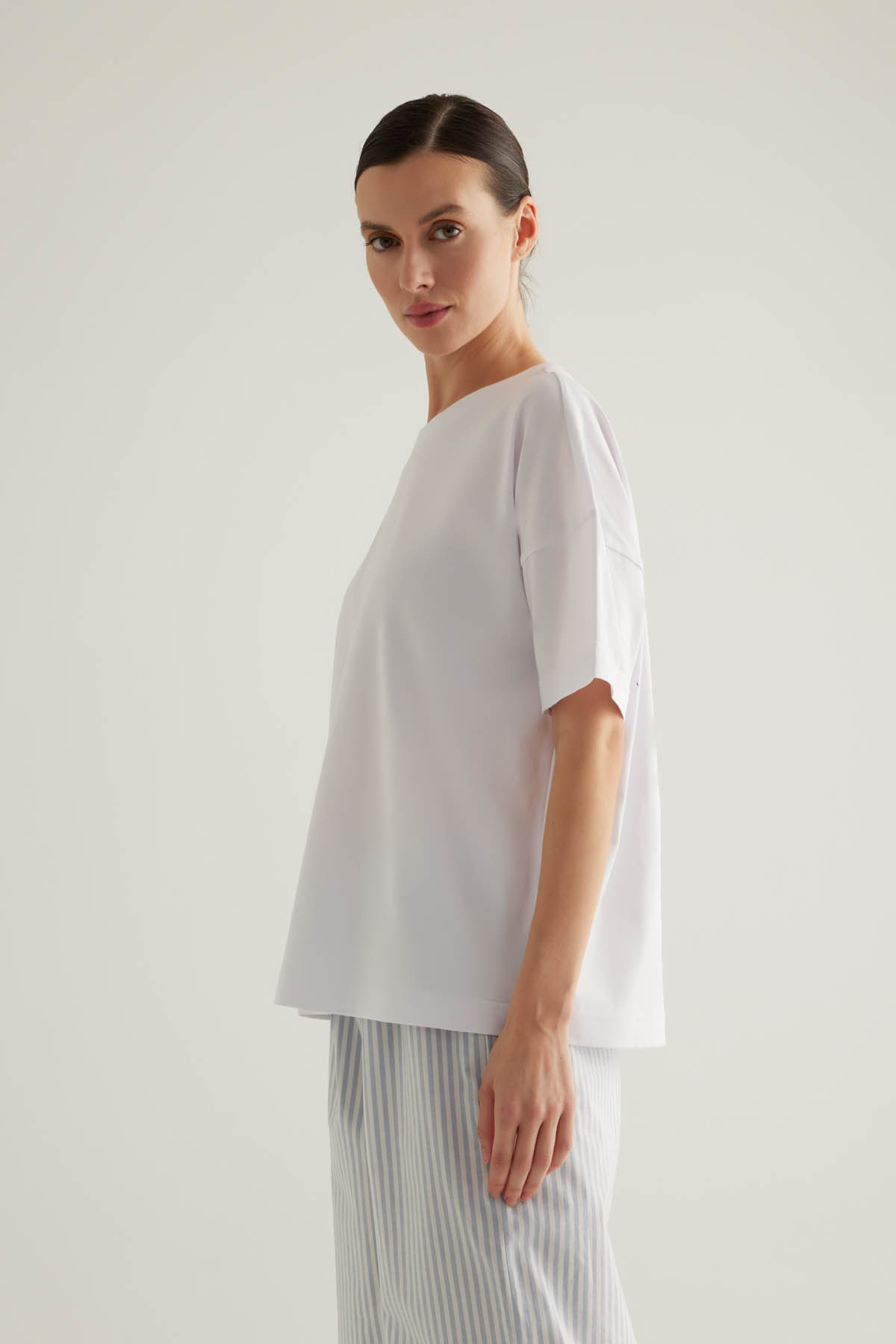 Kadın Pamuklu Kısa Kollu T-shirt Pijama Üstü