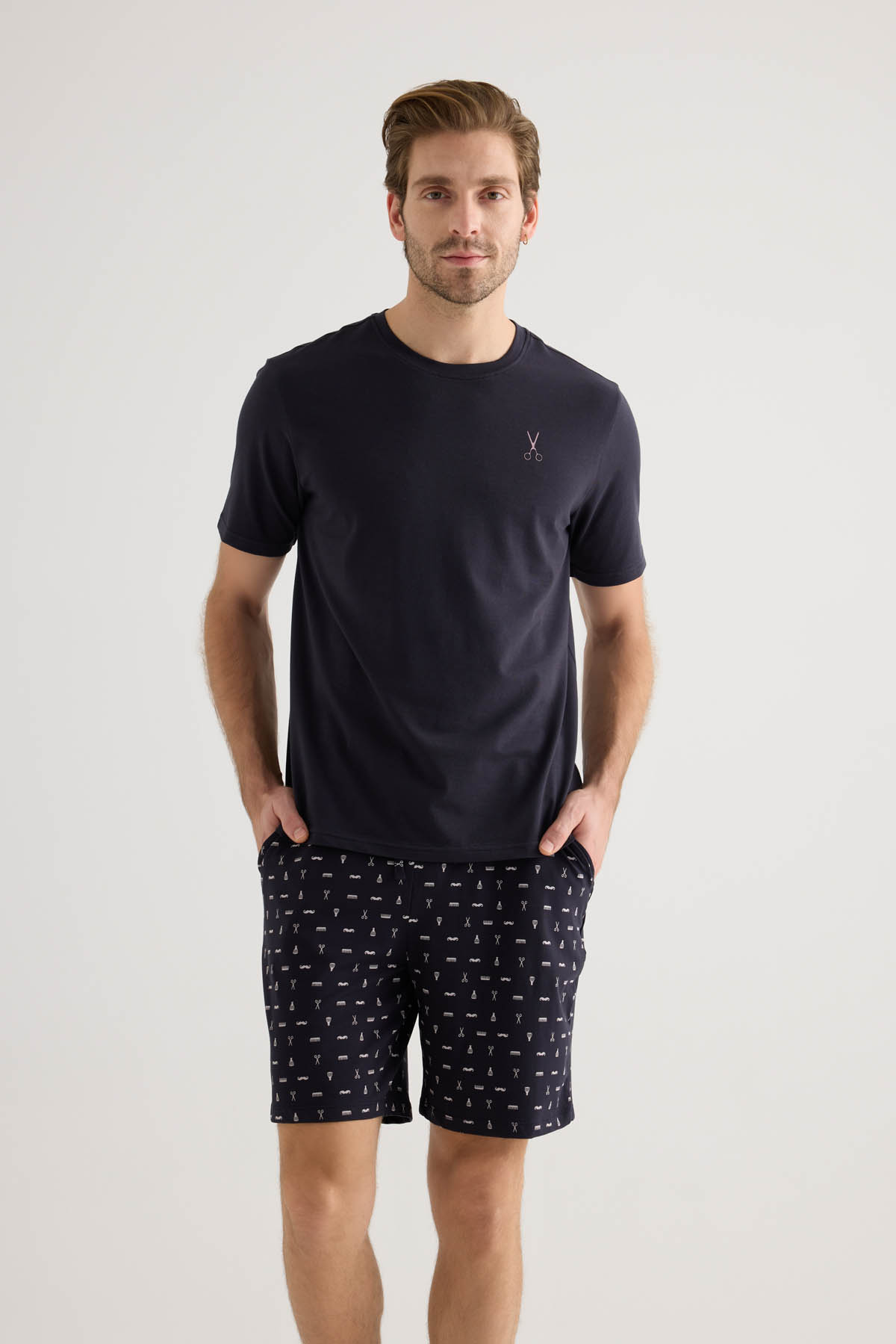 Erkek Pamuklu Kısa Kollu Pijama Üstü