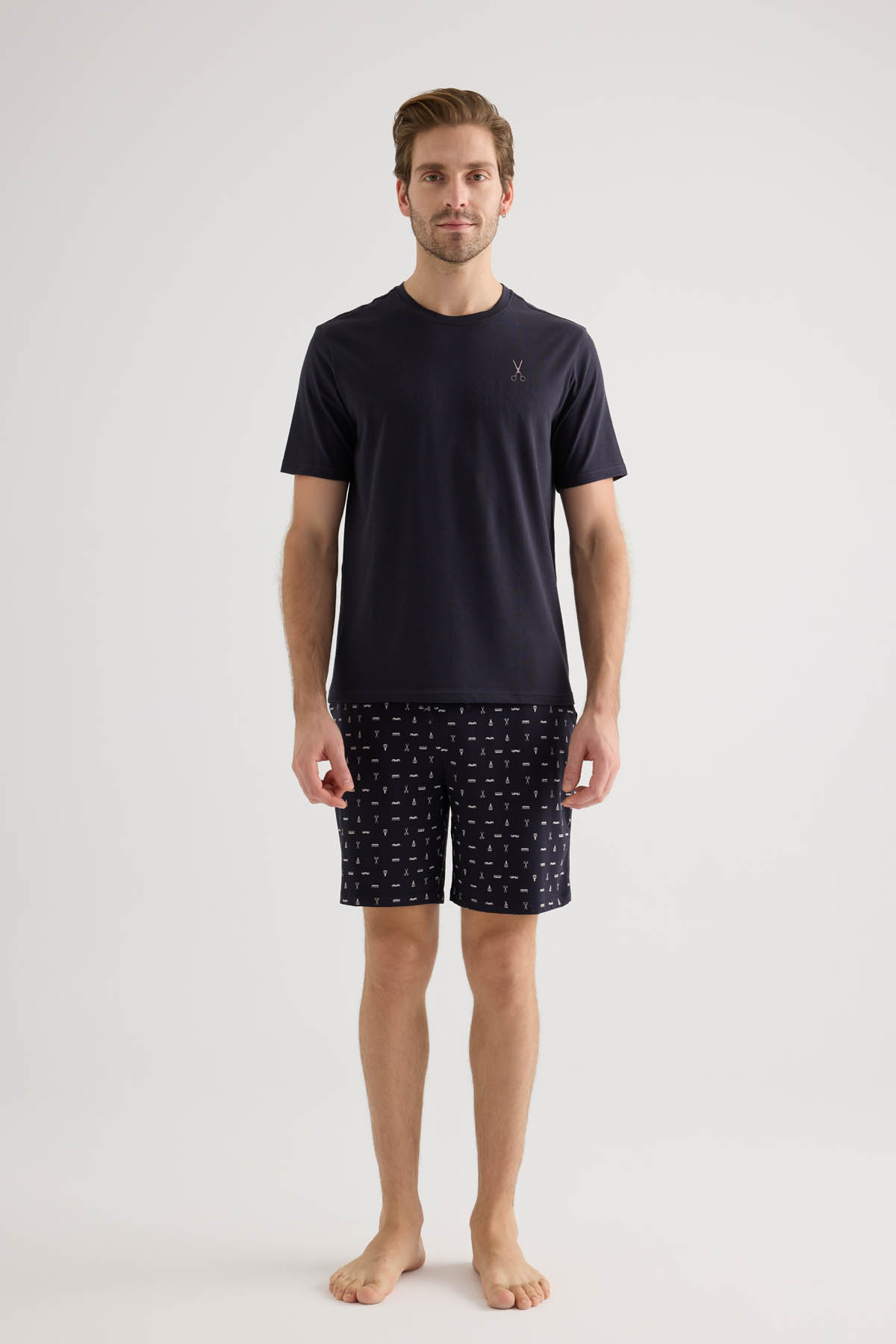 Erkek Pamuklu Kısa Kollu Pijama Üstü