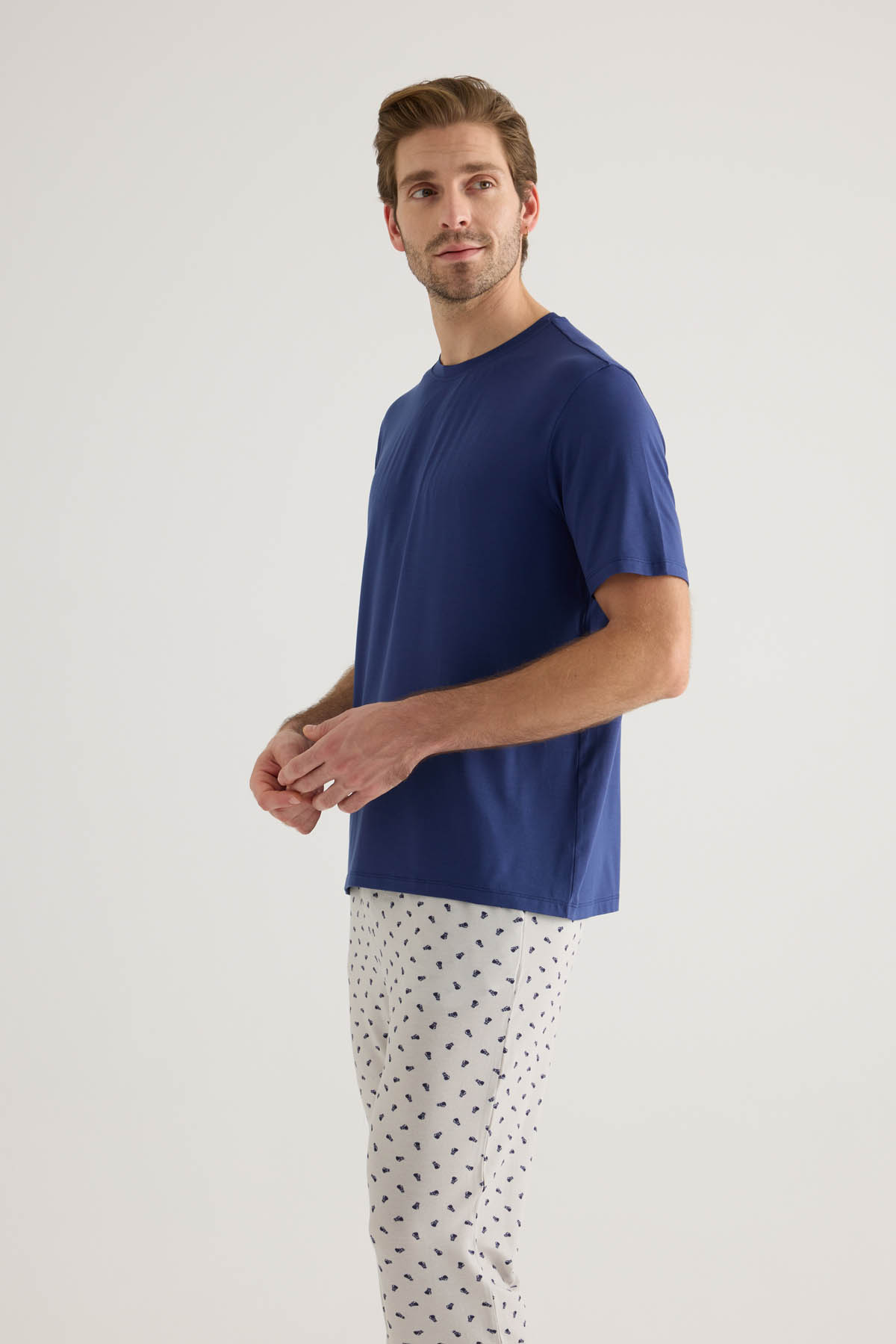 Erkek Modal Kısa Kollu Pijama Üstü