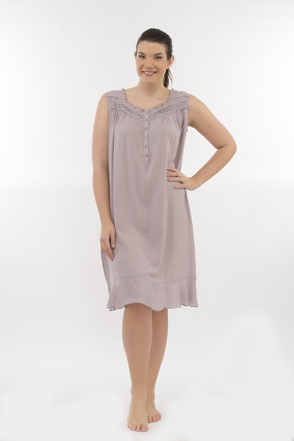 Hays Plus Size Dokuma Kadın Kolsuz Gecelik