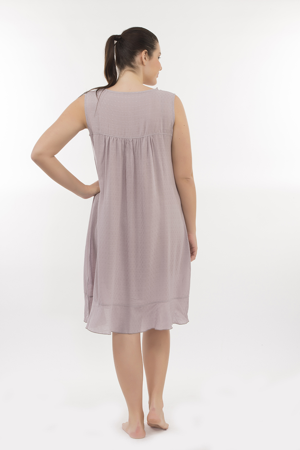 Hays Plus Size Dokuma Kadın Kolsuz Gecelik