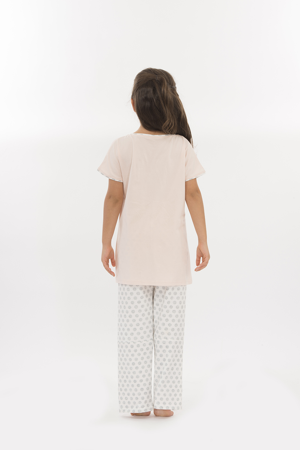 Kids Penye Kız Çocuk Kısa Kol Alt Uzun Pijama Takımı