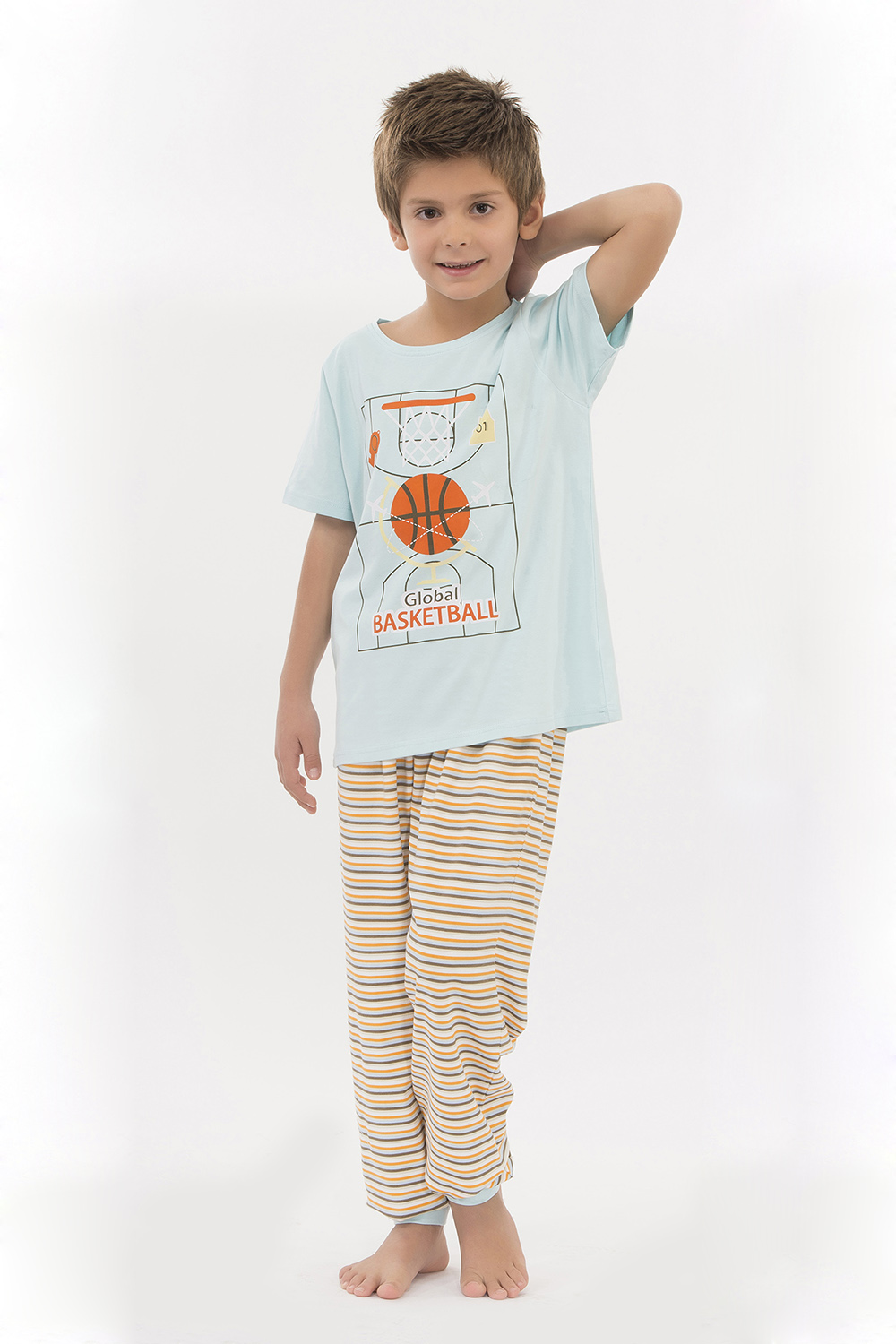 Hays Kids Penye Erkek Çocuk Kısa Kol Alt Uzun Pijama Takımı