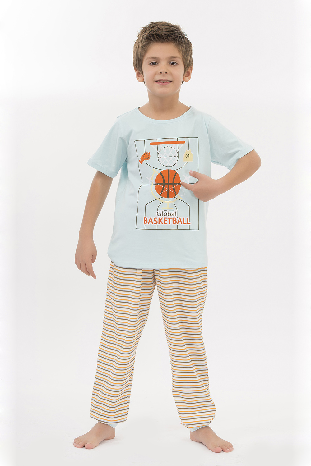 Hays Kids Penye Erkek Çocuk Kısa Kol Alt Uzun Pijama Takımı