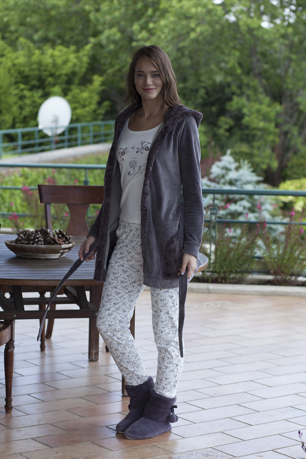 HAYS ALICE BAYAN KADIFE SABAHLIKLI PENYE 3LÜ PIJAMA TAKIMI