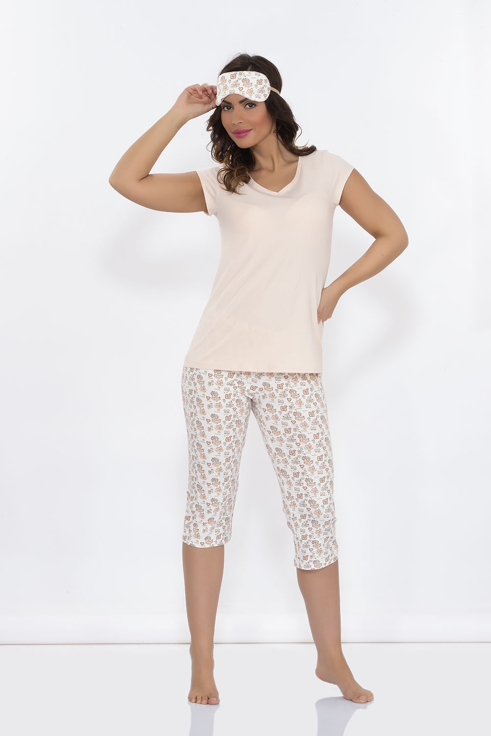 Hays Penye Kadın Kısa Kollu Üst Kapri Pijama Takımı