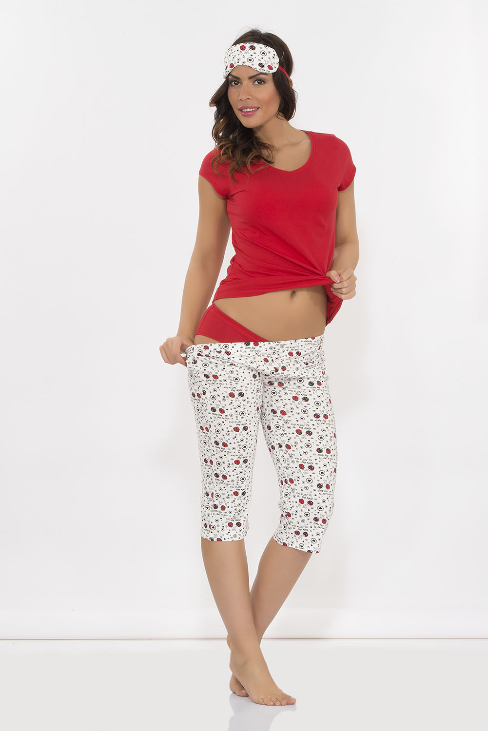 Hays Penye Kadın Kısa Kollu Üst Kapri Pijama Takımı