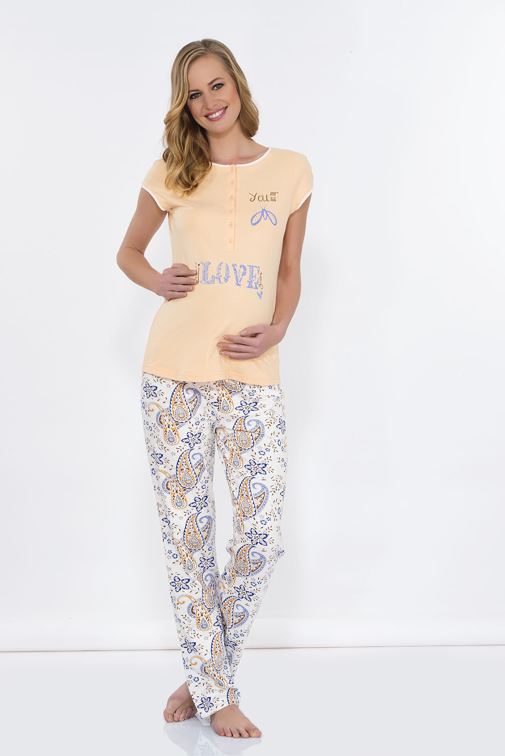 Hays Mom Paissa Baskılı Penye Sabahlıklı 3lü Pijama Takımı