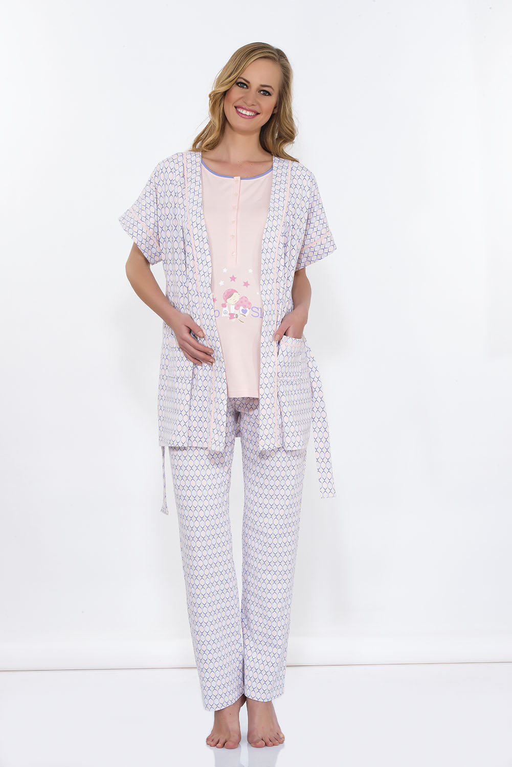 Hays Mom İnfinita Baskılı Penye Kadın 3lü Pijama Takımı