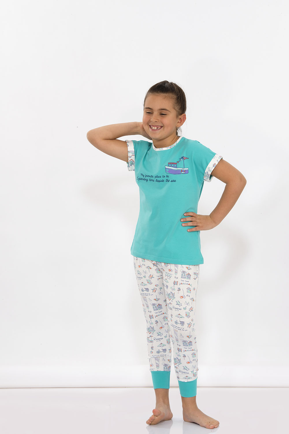 Hays Riviera Kız Çocuk Penye Kısa Kol Alt Uzun Pijama Takımı