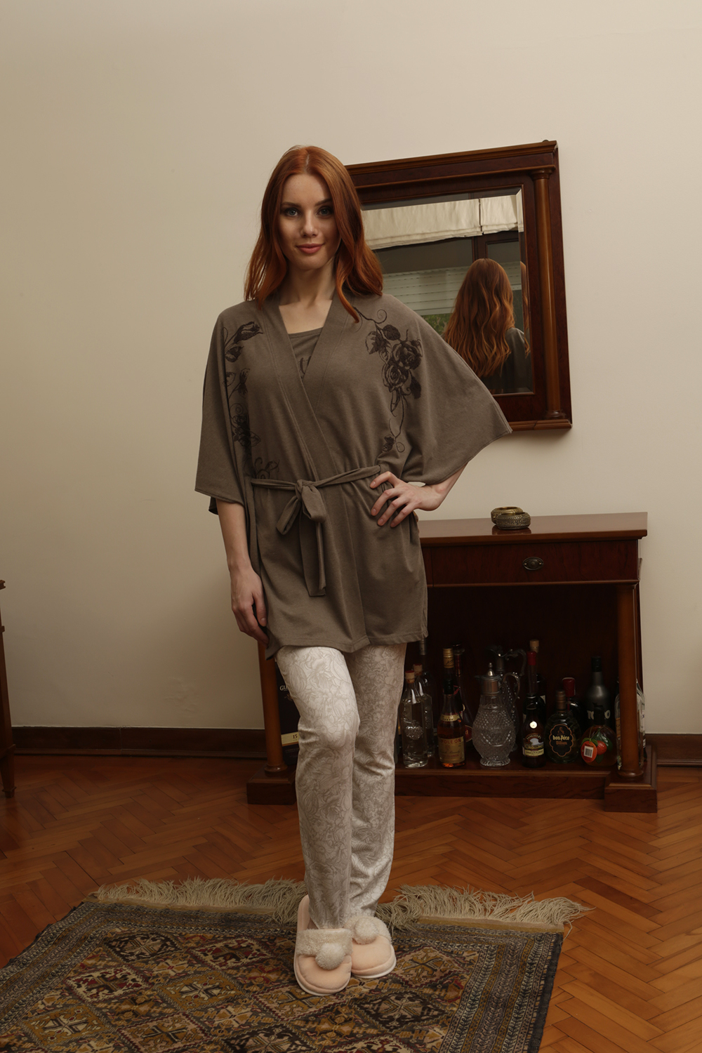HAYS LISS PENYE BAYAN SABAHLIKLI 3LÜ UZUN PIJAMA TAKIMI