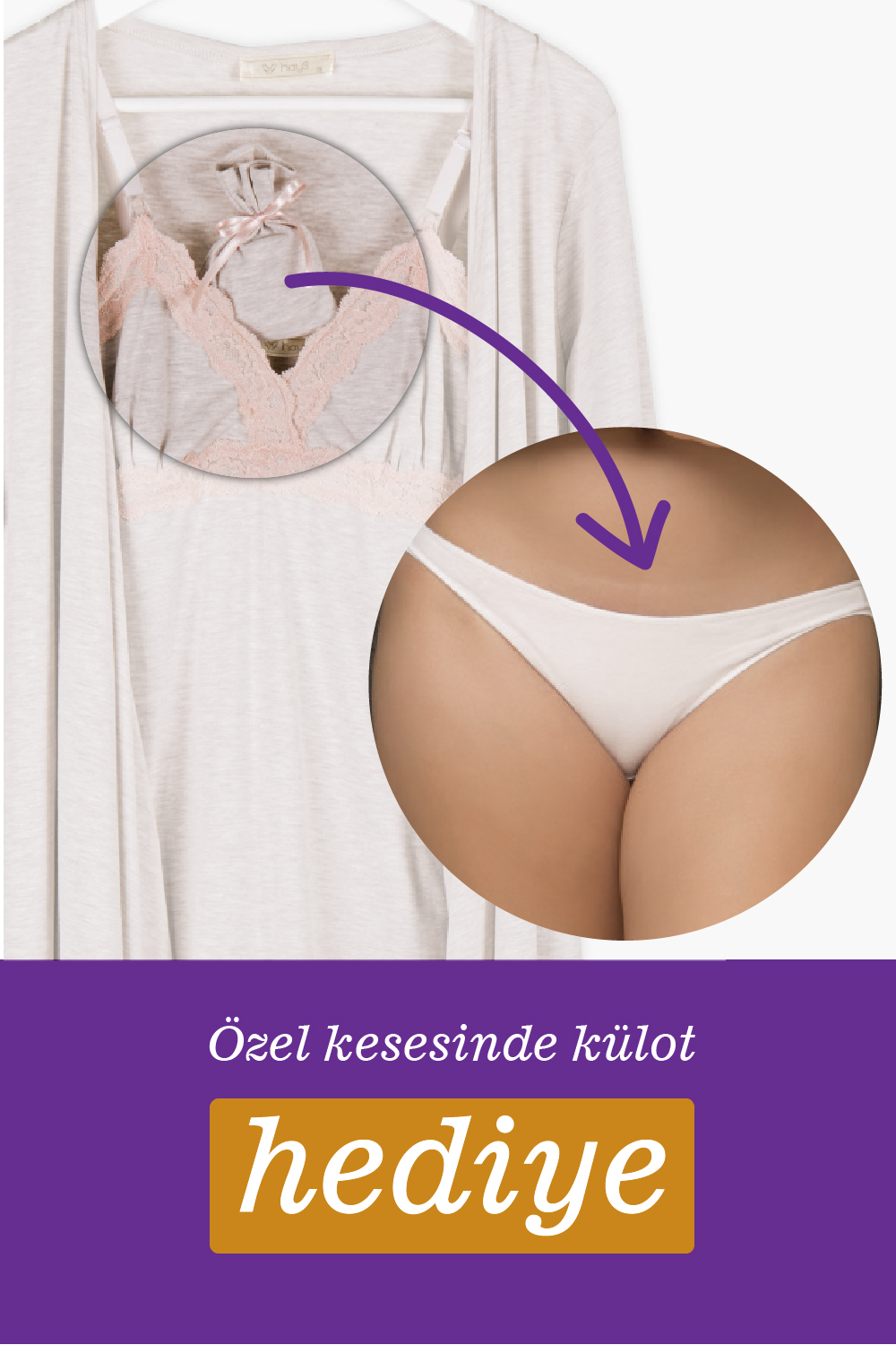 Hays Mom Kadın Hediyeli Fonksiyonlu Sabahlıklı Gecelik Takım