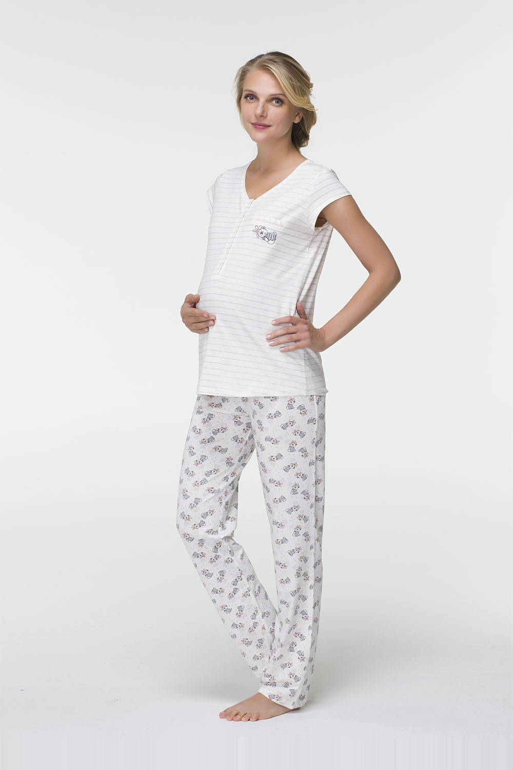 Hays Mom Penye Kısa Kollu Alt Uzun Pijama Takımı