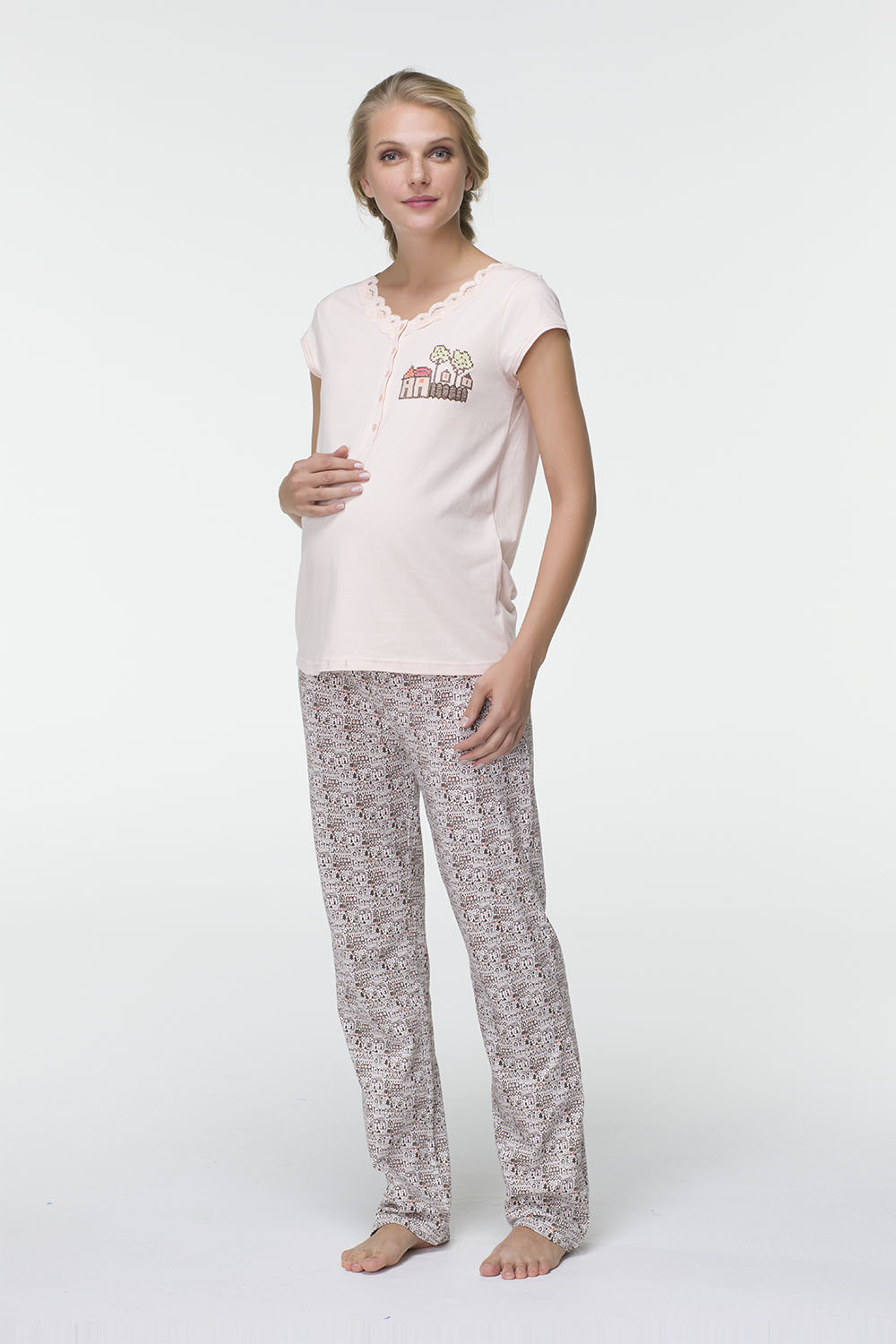 Hays Mom Kadın Penye Kısa Kollu Alt Uzun Pijama Takımı