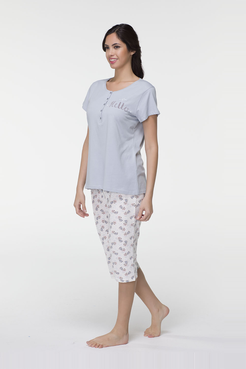 Hays Plus Size Kadın Penye Kapri Pijama Takımı
