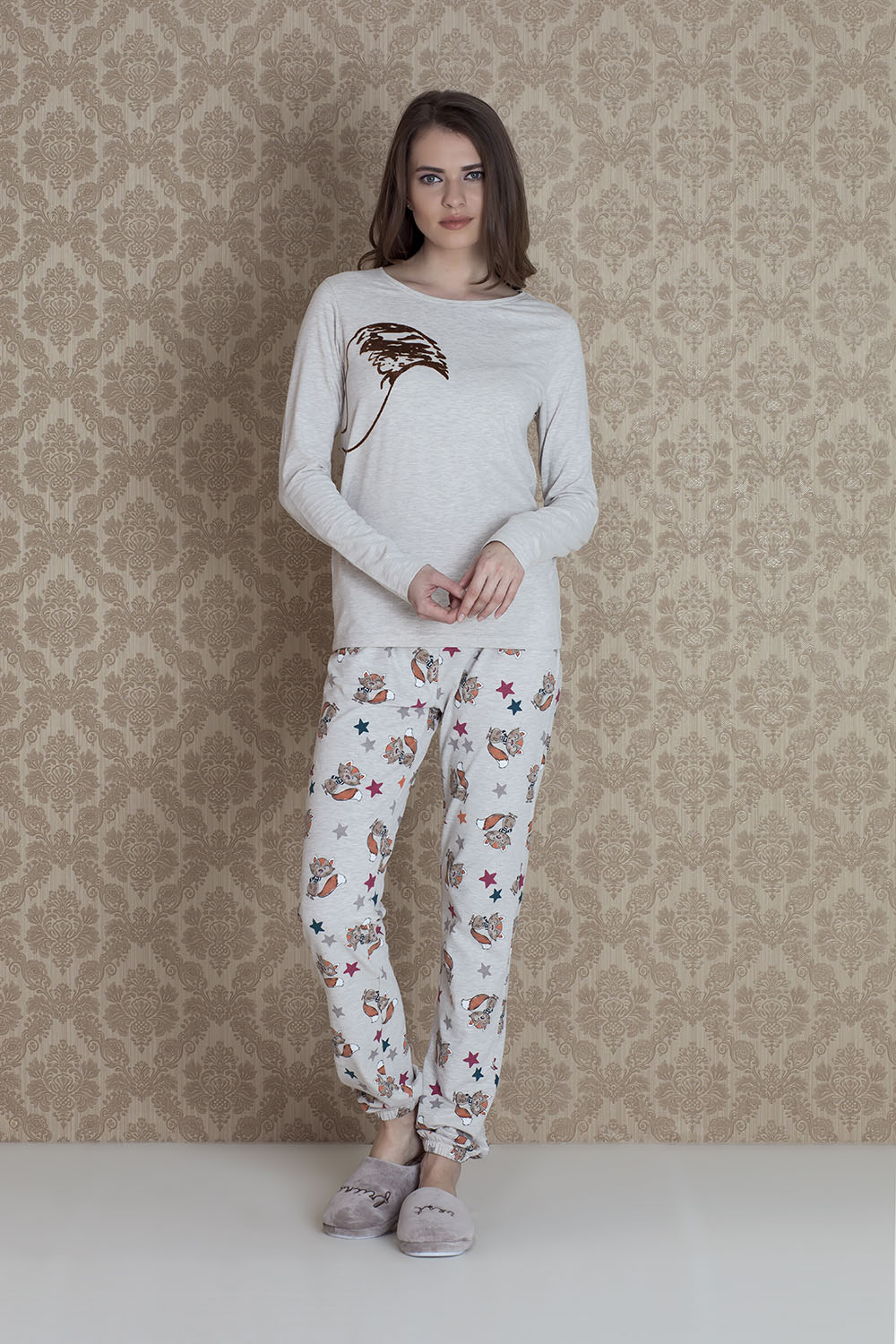 Stellina Kadife Sabahlıklı 3lü Pijama Takımı