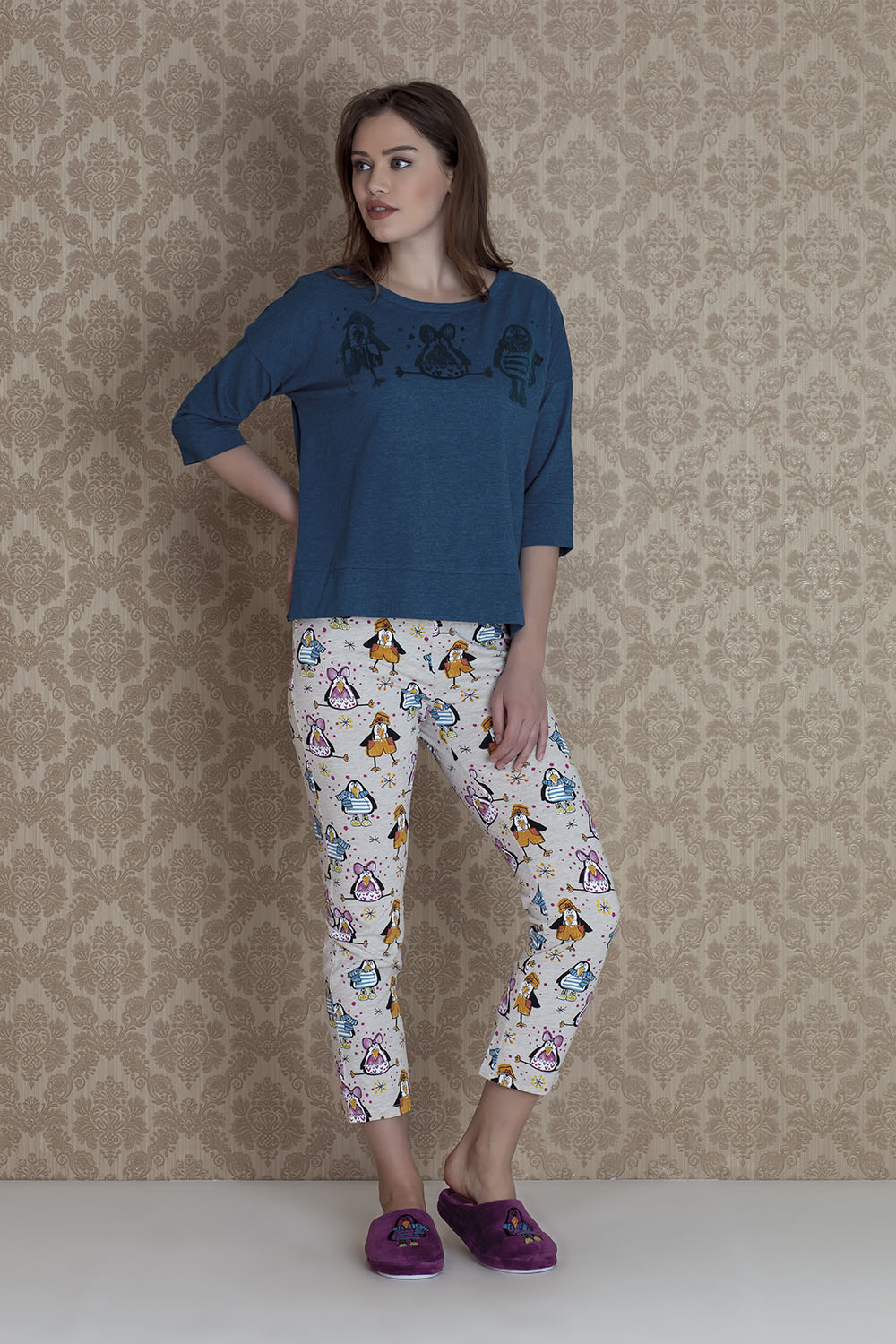 Hays Pingua Yarasa Kollu Midi Pijama Takımı